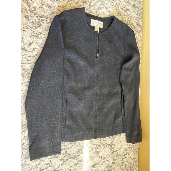 Norton McNaughton Women Jacket Size 8 Black Textured Long Sleeve Career Mob Wife - Picture 3 of 9